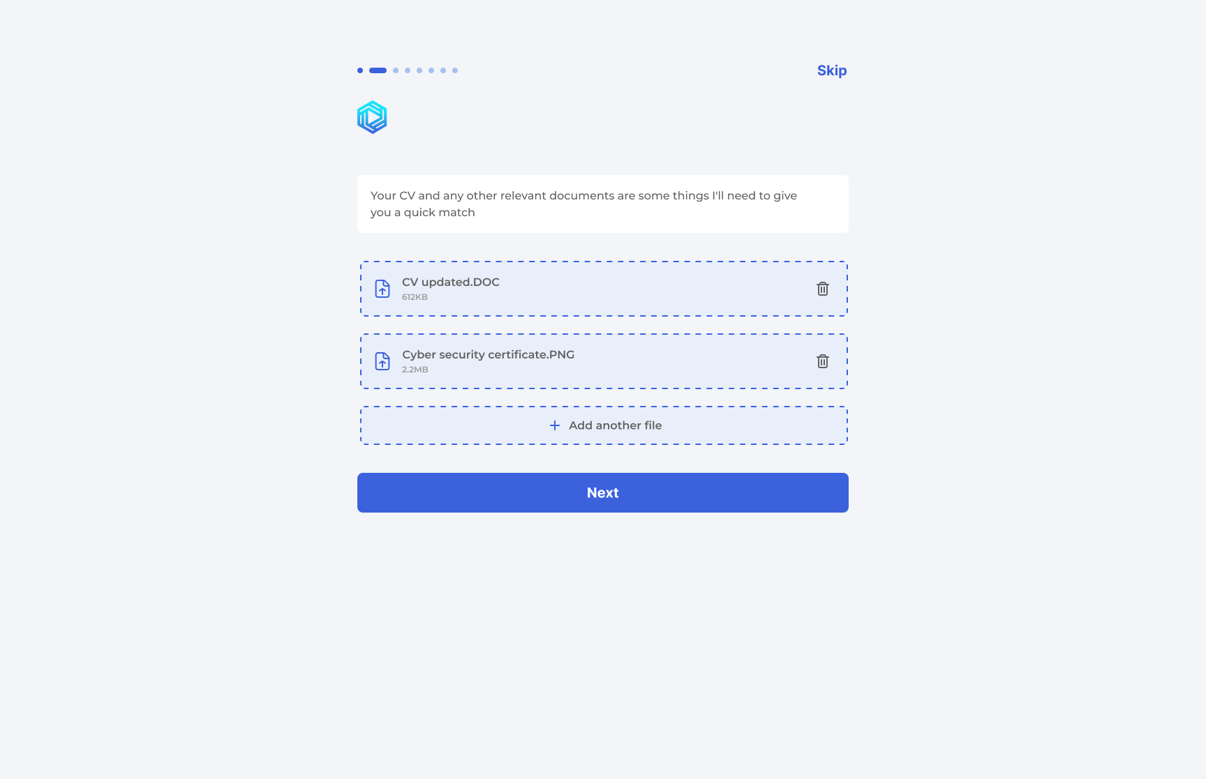 Screen 4: Document upload completed